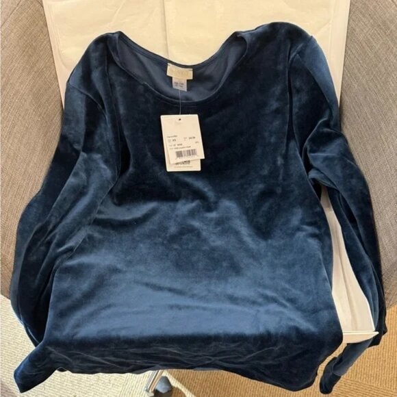 Hanro Damen Velvet Round Neck Pullover Size Extra Small Color: Mystic Blue - Picture 2 of 4